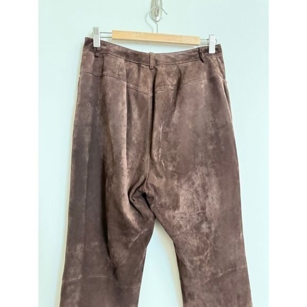 Saks Fifth Avenue Real Clothes 100% Genuine Leather Brown Pants Size 12 - Picture 10 of 13